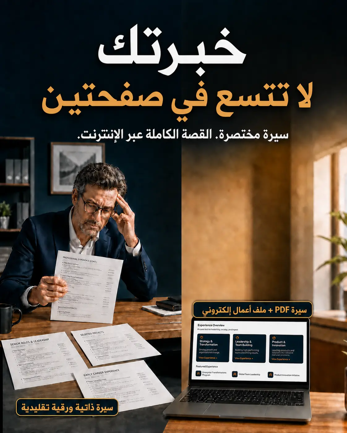 مقارنة سيرة ذاتية ورقية بسيرة PDF وملف أعمال عبر الإنترنت