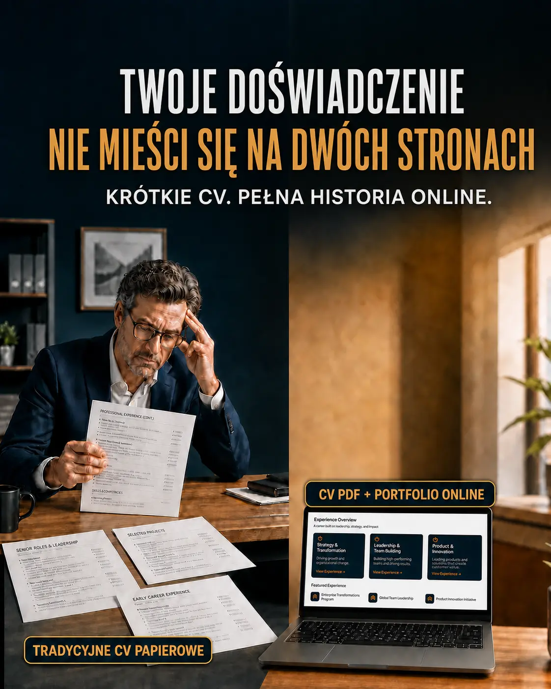 Tradycyjne CV papierowe porównane z CV PDF i portfolio online